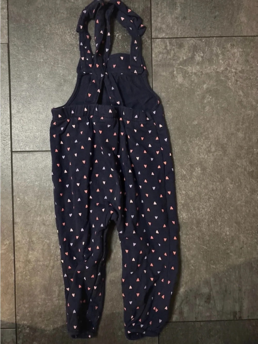 Carter's Navy Overalls with Pink Heart Print